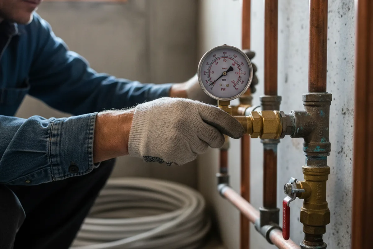 Pressure testing a repaired line during Water Line Repair in White Swan